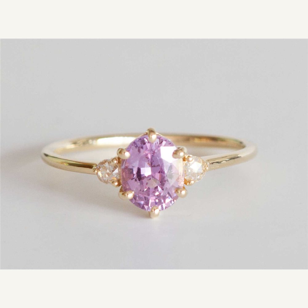 Rosana lavender oval sapphire and rose-cut diamond ring